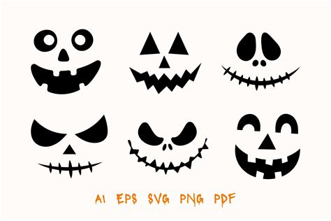 pumpkin faces halloween scary svg clipart set  objects