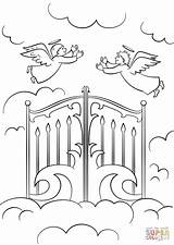 Heaven Coloring Gates Pages Clipart Kids Printable Sheets Drawing Color Letter Bible Cielo Colorear Para Book Gate Colouring Heavens Supercoloring sketch template