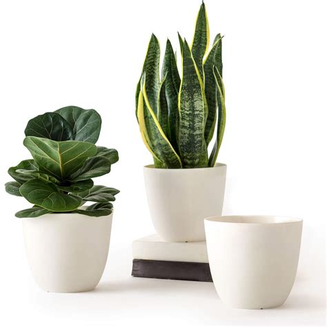 mkouo cm plastic plant pots indoor set   flower planter modern