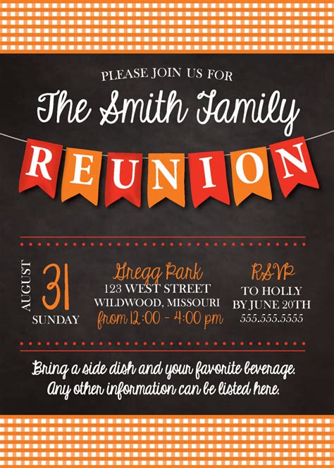 family reunion invitation digital file custom colors etsy