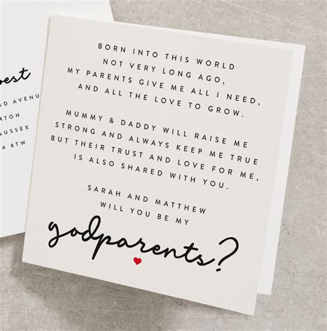 proposal card  godparents poem     card etsy