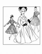 Coloring Vintage Fashions 60s Women Adult Books Book Top Previews sketch template