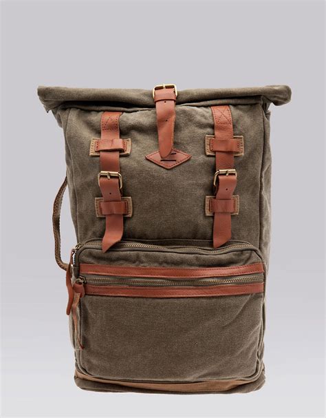 backpack  leather details bershka uk