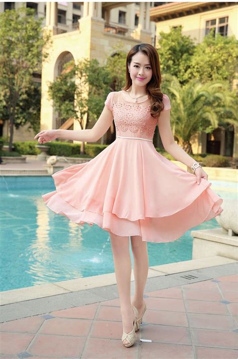 Elegant Layered Chiffon Dress Lace Top Yrb Yrbfashion Korean