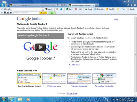 google toolbar     internet explorer  experts galaxy