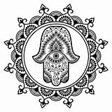 Hamsa Mandala Henna Hand Tattoo Decorative Vector Tattoos Style Oriental Drawn Ornament Choose Board Symbol Pattern sketch template