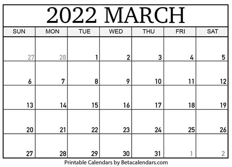 march calendar  calendar printables  blank