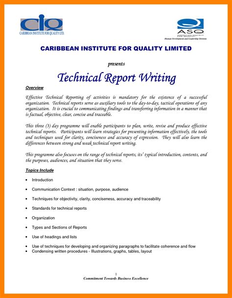 fabulous    technical report writing technical sample