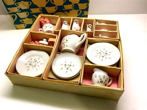 vintage toy porcelain china tea set miniature tea set etsy miniature tea set tea sets