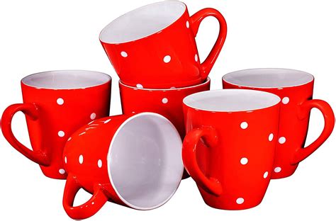 polka dot coffee mug set set   large sized  ounce ceramic coffee