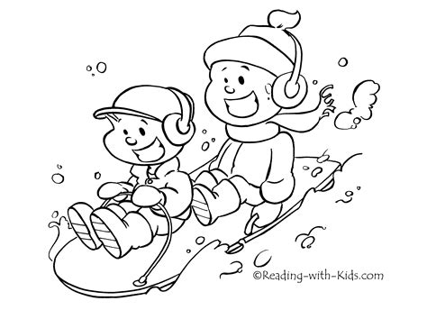 winter sledding coloring pages   print