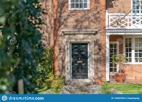 street view  front door  typical english residential  london town house stock image