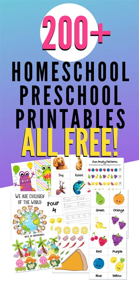 homeschool printables  preschoolers  homeschool