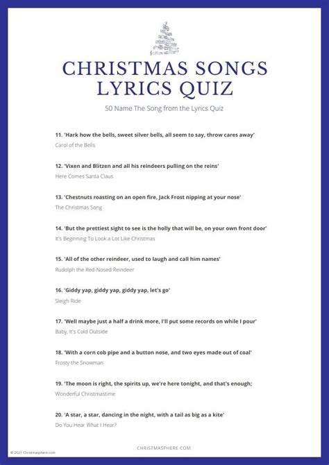 christmas songs lyrics quiz test  festive  knowledge
