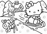 Kitty Coloring Hello Snow Da Pages Colorare Playing Natale Di Bacheca Scegli Una Christmas sketch template