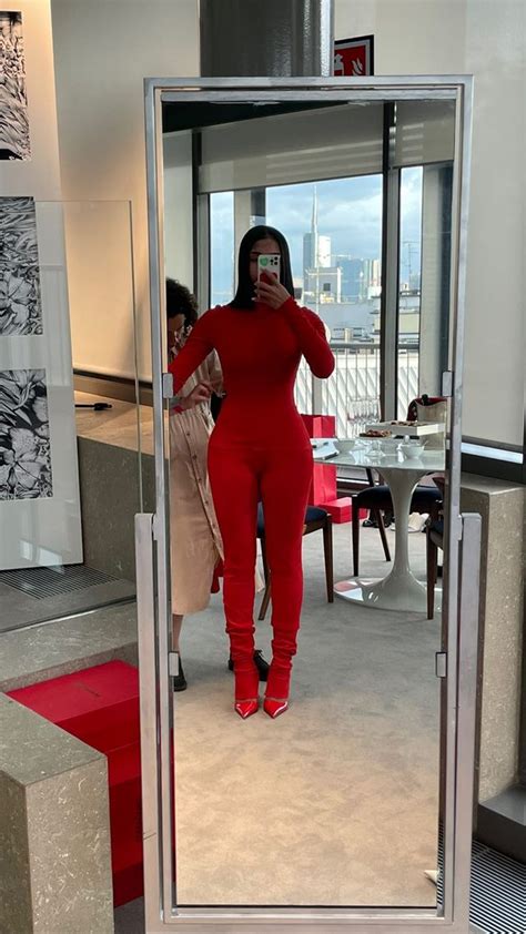 lori harvey flaunts figure in skintight red catsuit for new pic after