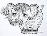 Coloring Pages Elephant Adult Mandala Mandalas Printable Tattoo Abstract Sims Colouring Baby Doodle Cute Animals Animal Sheets Ornamented Eyed Human sketch template
