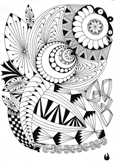 black  white drawing   abstract design  swirls flowers
