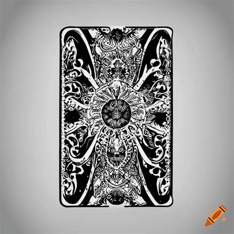 ornamental black  white tarot card   craiyon