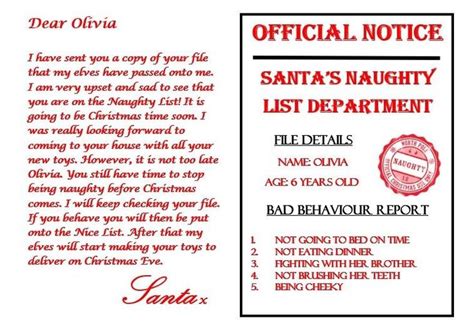 printable naughty list letter  santa