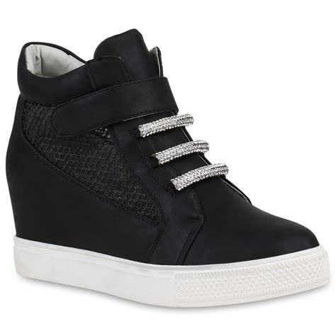 damen sneaker wedges strass glitzer keilabsatz turnschuhe  schuhe ebay