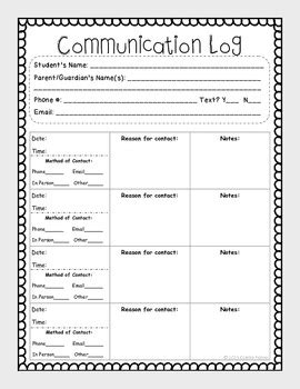 parent teacher communication log template perfect template ideas