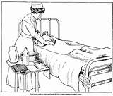 Sick Nurse Person Color Coloring Hospital Bed Helping Uniform Equipment Table Description sketch template