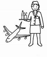 Flight Attendant Meslekler Berufe Ausmalen Pramugari Mewarnai Pencil Profesi Helpers Schablonen Lainnya Informasi sketch template