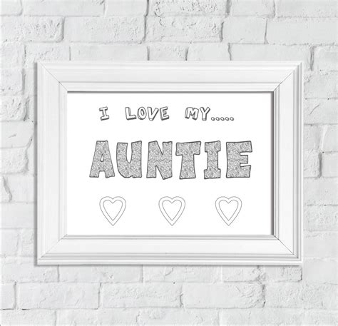 coloring page  love  auntie printable wall art print  etsy