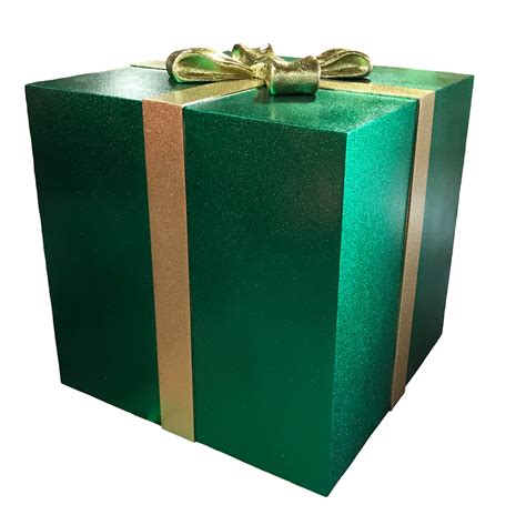 green glittered gift box  bow barrango mfg