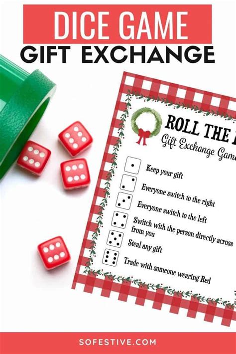 roll  dice game  gift exchange printable game sofestivecom