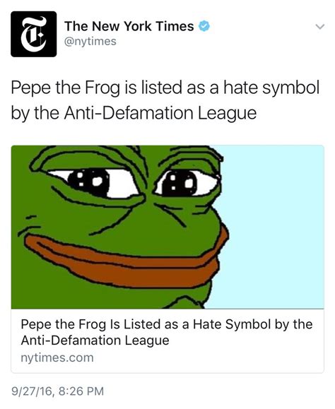 anti defamation league lists pepe the frog as a hate symbol