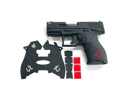 taurus tx compact gun grip enhancement gun parts kit  red inserts handleitgrips