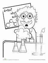Coloring Science Scientist Mad Lab Pages Clipart Scientific Worksheets Party Woman Worksheet Kids Organizing Sheets Scientists Explosion Chemistry Kinder Education sketch template