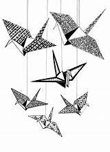Origami Sadako Cranes Thousand Grullas Tattoo Tatuaggio sketch template