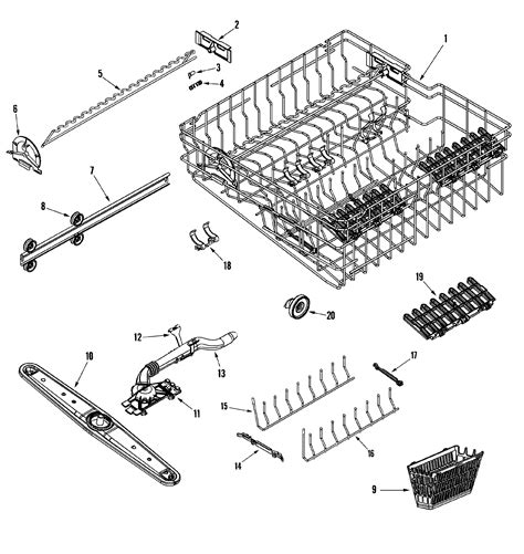 rack assembly upr diagram parts list  model mdbaww maytag parts dishwasher parts
