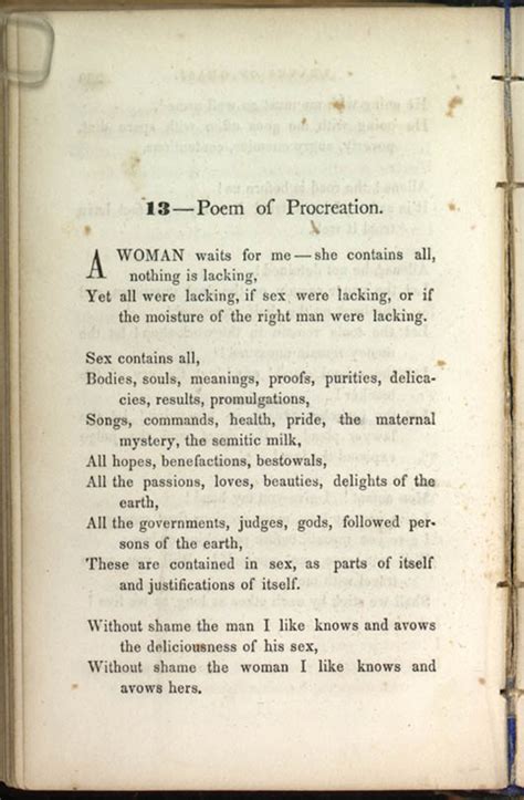 13 — poem of procreation leaves of grass 1856 the