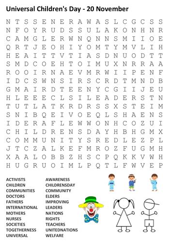 universal childrens day word search teaching resources