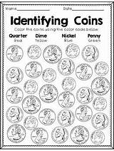 Coloring Coins Identifying Sheets Learning Color Teacherspayteachers sketch template