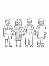 Holding Hands Drawing Kids People Children Paintingvalley Primary sketch template