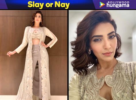 slay or nay karishma tanna in an inr 65 000 ridhima bhasin ensemble for an event in surat