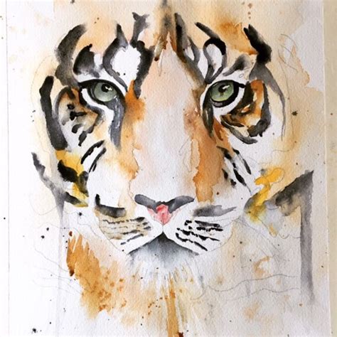 watercolor print tiger gallery quality art print