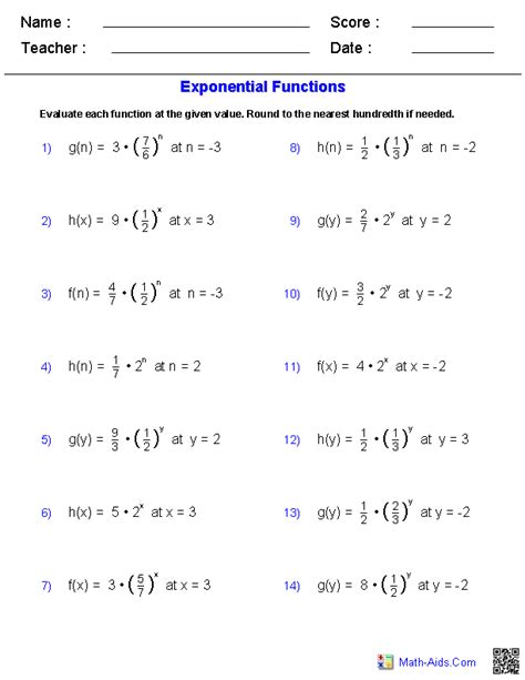 algebra  worksheets exponents worksheets