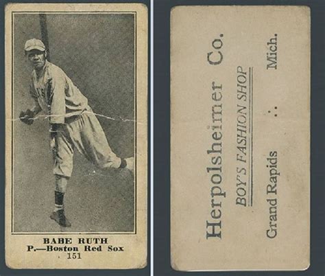 Babe Ruth Rookie Baseball Card With Herpolsheimer’s Ad
