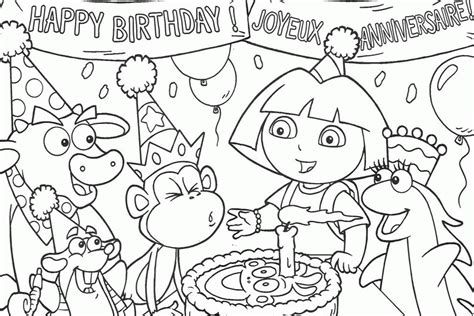 gambar  printable dora explorer coloring pages kids birthday sheets