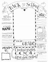School Teacher Coloring First Printable Back Things Favorite Questionnaire sketch template