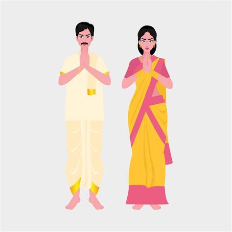 premium vector south indian telugu couple in traditional dress