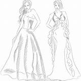 Coloring Fashion Pages Dress Fancy Color Dresses Mannequin Model Illustration Coloriage Vector Template Set Stock Robe Adulte Mode Prom Getcolorings sketch template