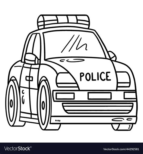 police car isolated coloring page  kids vector image