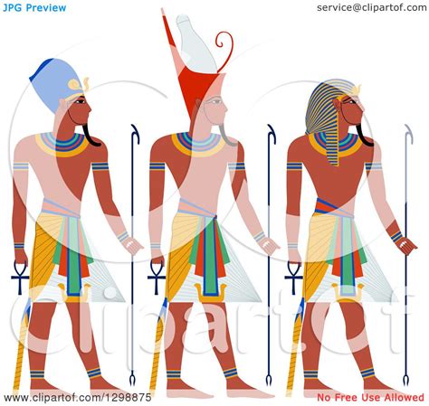 Clipart Of A Line Of Ancient Egypt Pharaohs Royalty Free